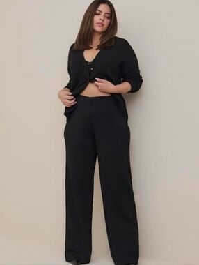 C Established 1946 Women's Black Wide-Leg Pull-On Pants